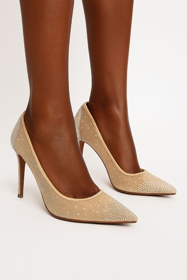 Beige/ nude mesh stiletto heels